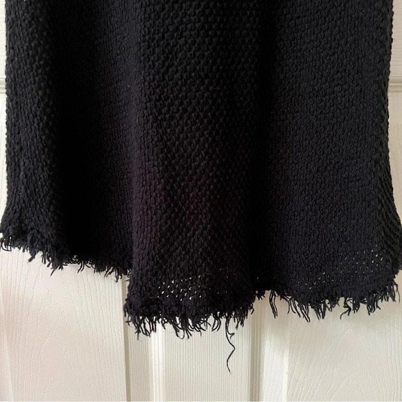 Velvet Graham & Spencer Womens Knit Dress Small Black Waffle Stretch Fringe USA - Picture 12 of 16